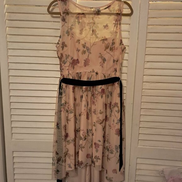 BEAUTIFUL LAUREN CONRAD SNOW WHITE CREAM FLORAL FOREST PRINT HIGH LOW DRESS 10 - Picture 3 of 7
